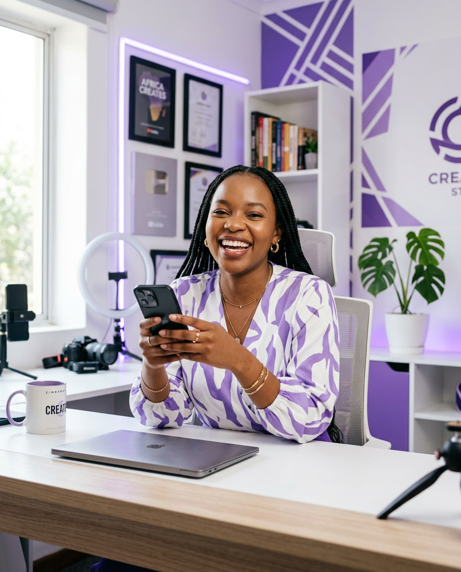 Creator using Top Boost Zim on a smartphone